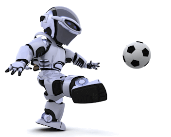 image of a robotic football player with a ball